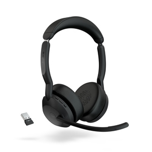 JABRA Evolve2 55 Stereo Wireless Headset - UC Certified - Active Noise Cancelling - 30m Range - 28mm Driver - USB A
