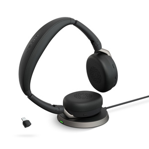 JABRA Evolve2 65 Flex Stereo + Wireless Charger - Wireless Headset - UC Certified - Foldable - Active Noise Cancelling - USB C