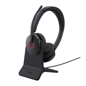 Yealink (BH74) Wireless Headphones - Stereo - MS Certified - Active Noise Cancelling - Bluetooth - Charging Stand - BT51 - Black - USB C + A Adapter