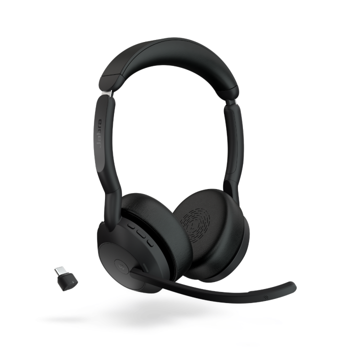 Jabra Evolve2 55 MS Stereo Bluetooth Headset w Link 380 USB-C