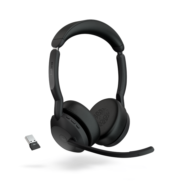 Jabra Evolve2 55 MS Stereo Bluetooth Headset w Link 380 USB-A