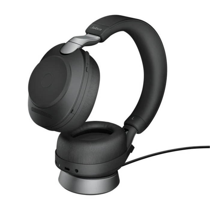JABRA Evolve2 85 Stereo + Charging Stand - Wireless Headset - UC Certified - Active Noise Cancelling - 30m Range - USB A