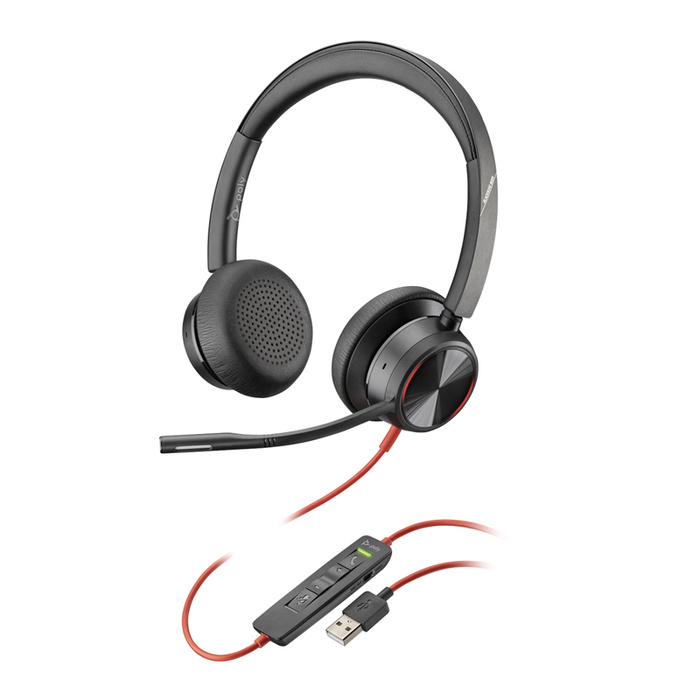 Poly Blackwire 8225 Corded Headset - Stereo - UC Certified - Active Noise Cancelling - USB A - Online Indicator with Call Controls