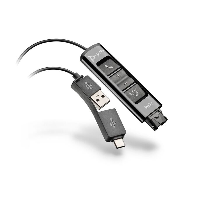 Poly Plantronics DA85 QD to USB-A/USB-C Audio Processor Cable, inline control