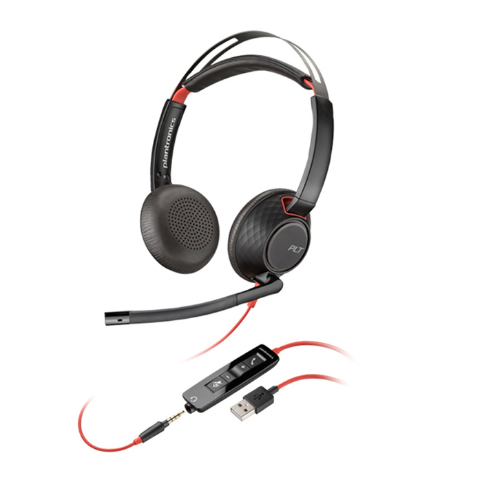 HP Poly Blackwire C5220 Corded Headset - Stereo - UC - USB A - 3.5mm - Soft Packaging