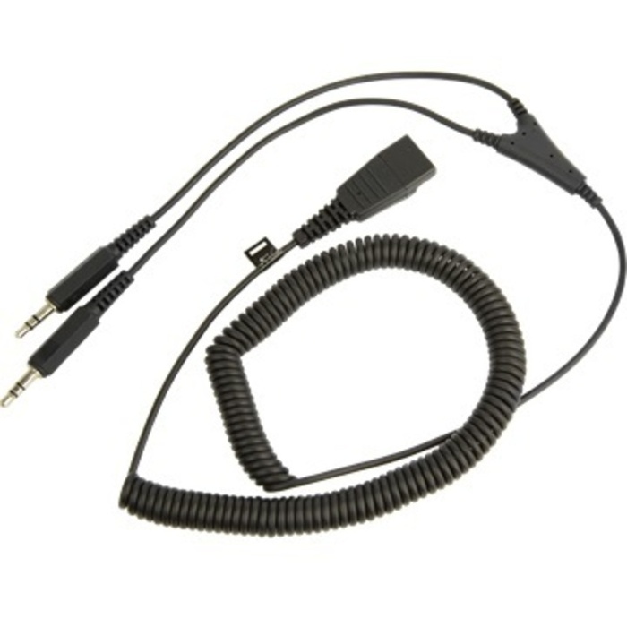 Jabra Cord - QD to 2x3.5mm, 2m Curly QD - 2 x 3.5mm Male Plugs