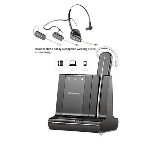 Poly Plantronics Savi 8240-M MS Teams Mono Convertible Wireless DECT Headset, PC/Deskphone/Bluetooth