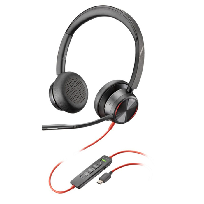 HP Poly Blackwire 8225 Corded Headset - Stereo - UC - Active Noise Cancelling - USB C - inc USB A Adaptor