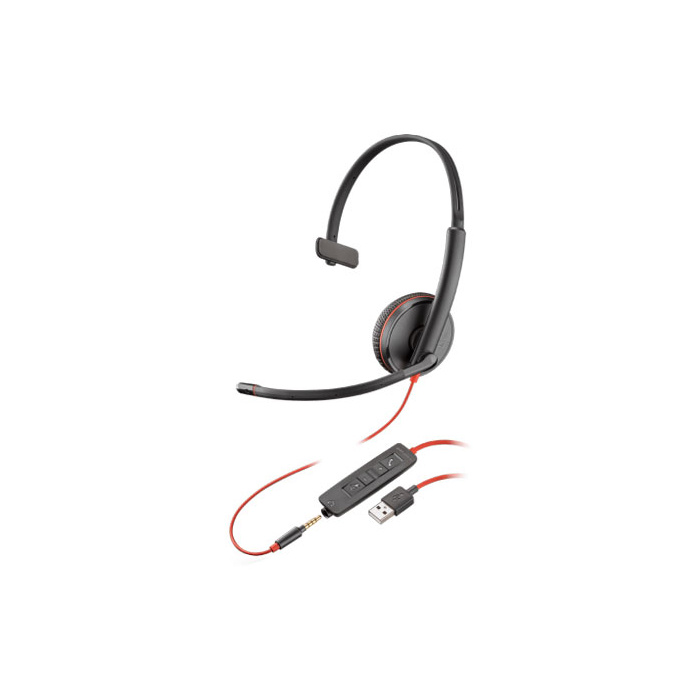 HP Poly Blackwire 3215 UC Mono USB-A & 3.5mm Corded Headset