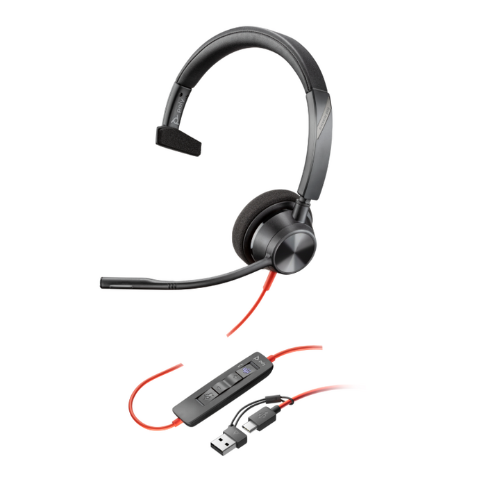 HP Poly Blackwire 3310 - Corded Headset - Mono - MS - USB C 