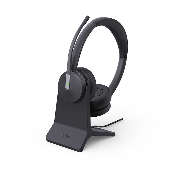 Yealink (BH70) Wireless Headphones - Stereo - MS Certified - Bluetooth - with Charging Stand - BT51 - Black - USB C + A Adapter