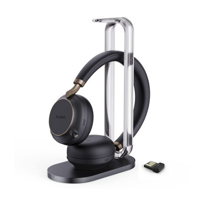 Yealink (BH76) Wireless Headphones - Stereo - MS Certified - Active Noise Cancelling with Charging Stand - BT51 USB A Dongle - Black - USB A