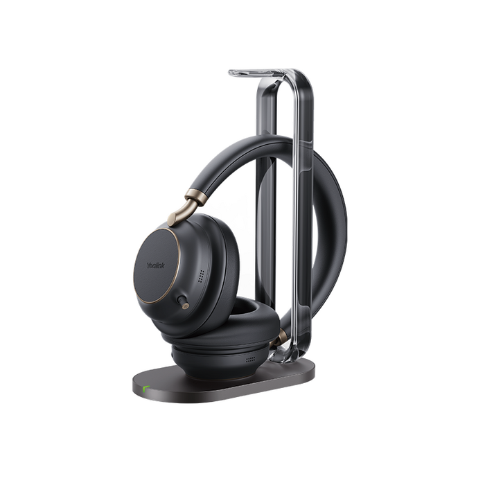 Yealink (BH76 Plus) Wireless Headphones - Stereo - UC Certified - Active Noise Cancelling - Charge Stand - Black - USB C Native - USB C + A Adapter