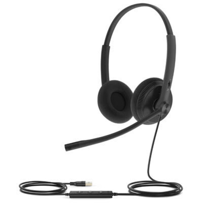 Yealink (UH34-lite) Wired Headphones - Stereo - MS Certified - USB A - with Bonus USB A + C Adapter
