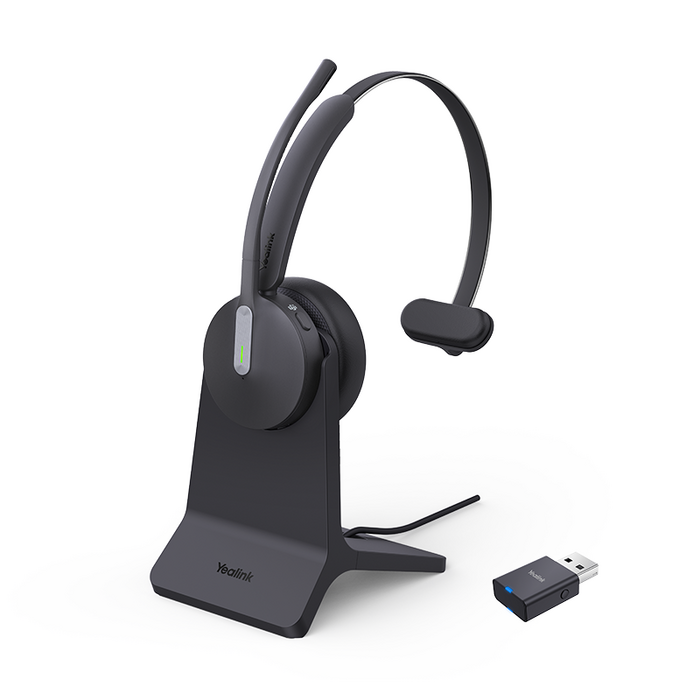 Yealink (WH64) Hybrid DECT Headphones - Mono - MS Certified - Bluetooth - with WDD60 Dongle and Charging Stand